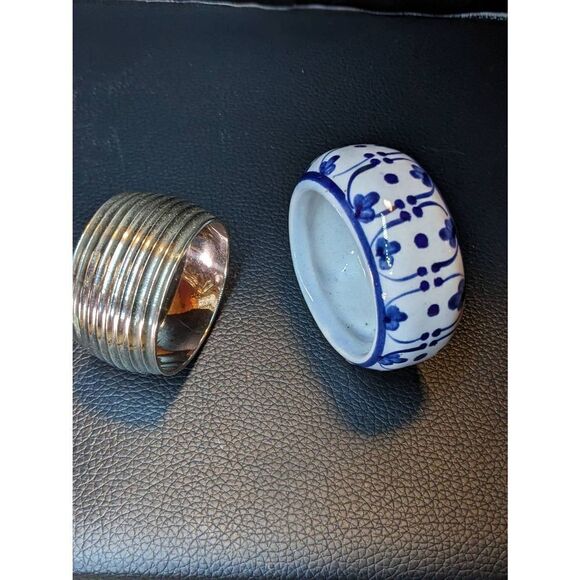 Antique Silver plated and porshlin napkin holders. Made in the Philippines - Picture 1 of 13